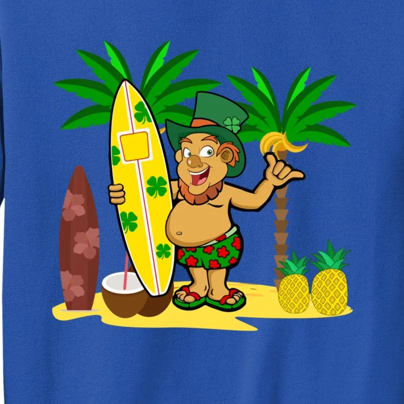 Lucky Irish Leprechaun Hawaiian Surfing St Patrick Day Retro Funny Gift Tall Sweatshirt