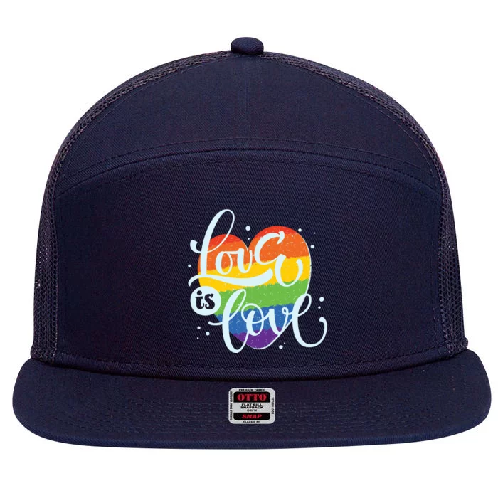 Love Is Love LGBT Pride 7 Panel Mesh Trucker Snapback Hat