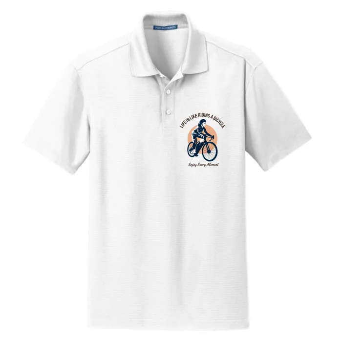 Life Is Like Riding A Bicycle Dry Zone Grid Performance Polo