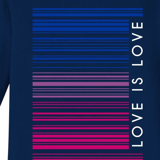 Love Is Love Bisexual Flag Barcode Lgbt Social Justice Cute Gift Baby Long Sleeve Bodysuit