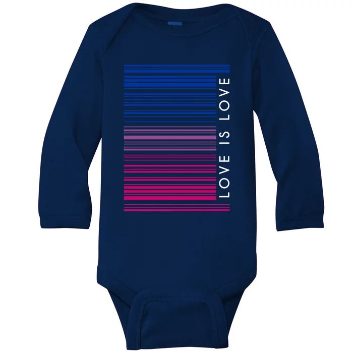 Love Is Love Bisexual Flag Barcode Lgbt Social Justice Cute Gift Baby Long Sleeve Bodysuit