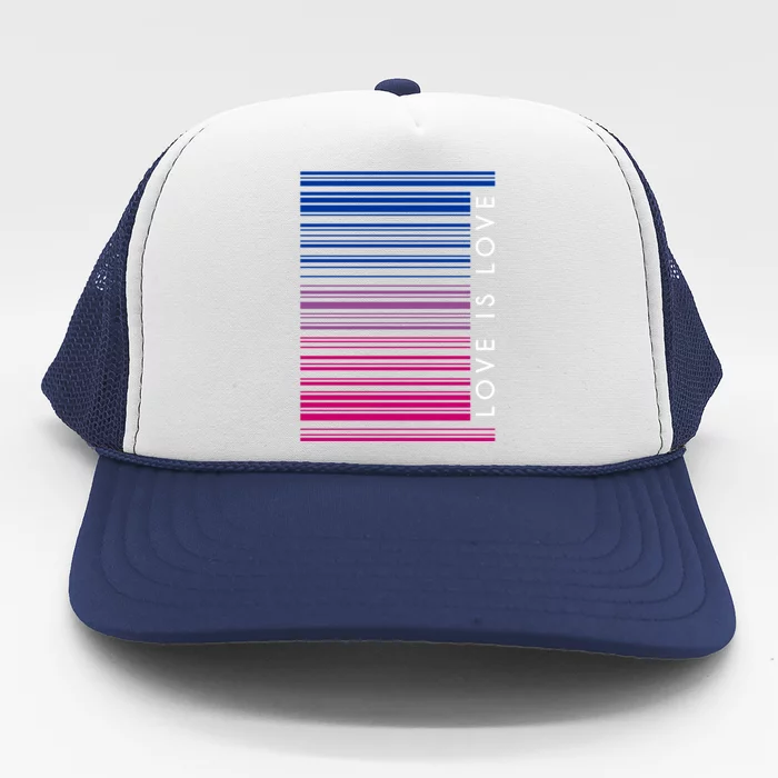 Love Is Love Bisexual Flag Barcode Lgbt Social Justice Cute Gift Trucker Hat