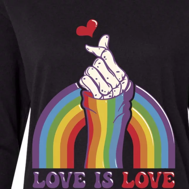 Love Is Love Lgbtq Pride Rainbow And Skeleton Hand Sign Meaningful Gift Womens Cotton Relaxed Long Sleeve T-Shirt