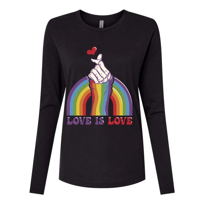 Love Is Love Lgbtq Pride Rainbow And Skeleton Hand Sign Meaningful Gift Womens Cotton Relaxed Long Sleeve T-Shirt