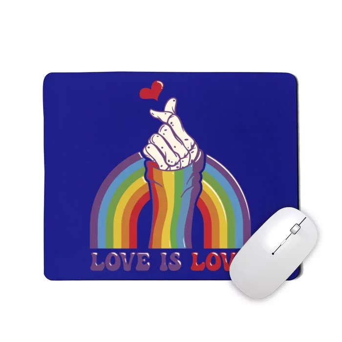 Love Is Love Lgbtq Pride Rainbow And Skeleton Hand Sign Meaningful Gift Mousepad