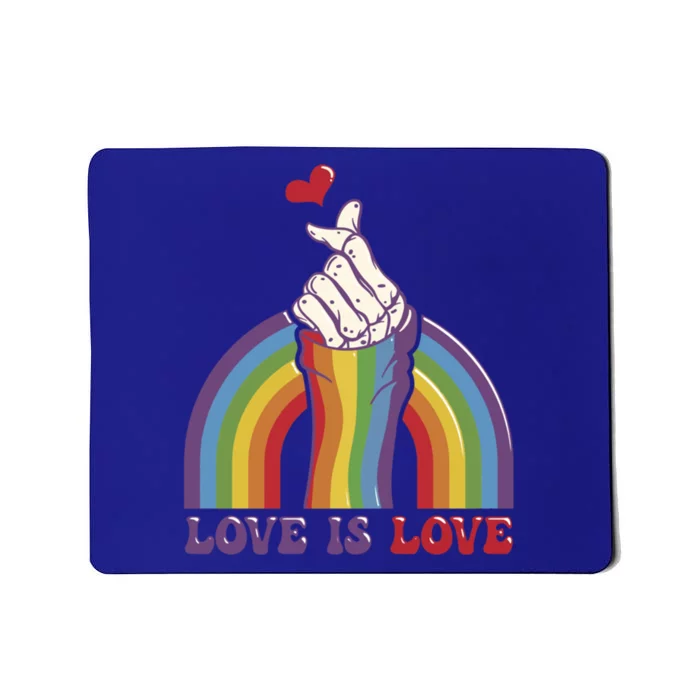 Love Is Love Lgbtq Pride Rainbow And Skeleton Hand Sign Meaningful Gift Mousepad