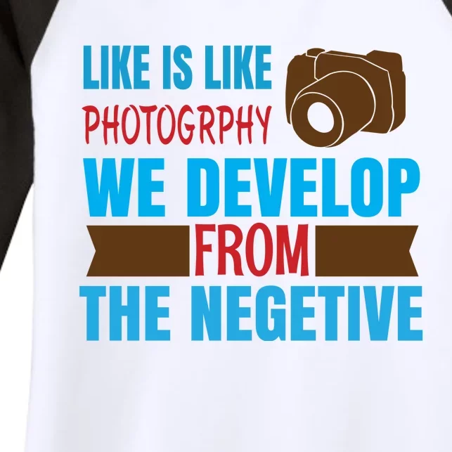 Life Is Like Photography We Develop From The Negetive Women's Tri-Blend 3/4-Sleeve Raglan Shirt