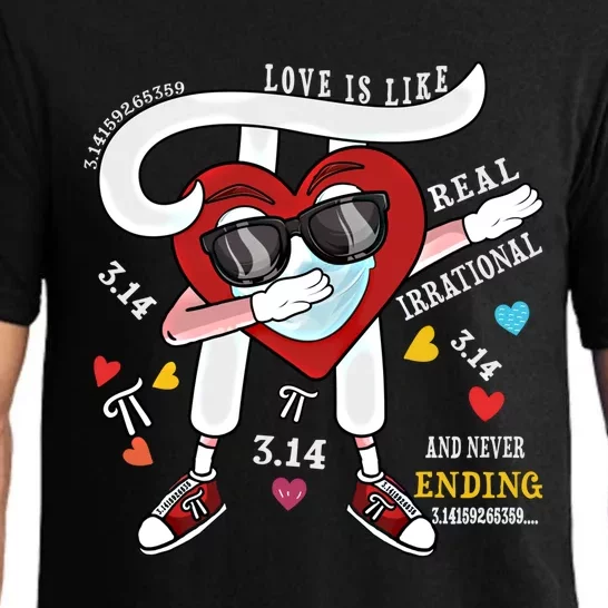 Love Is Like Pi Math Teacher Dabbing Pi Day Valentine's Day Funny Gift Pajama Set