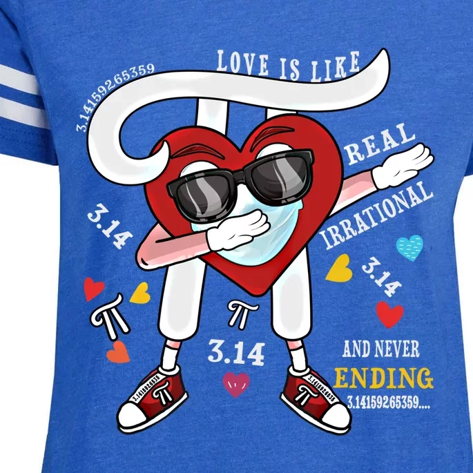 Love Is Like Pi Math Teacher Dabbing Pi Day Valentine's Day Funny Gift Enza Ladies Jersey Football T-Shirt