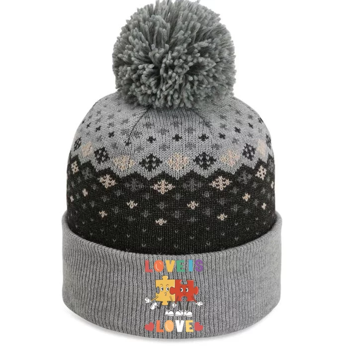 Love Is Love Puzzle Partner Look Design Meaningful Gift The Baniff Cuffed Pom Beanie