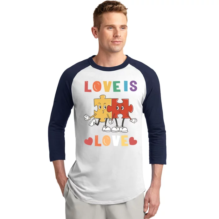 Love Is Love Puzzle Partner Look Design Meaningful Gift Baseball Sleeve Shirt