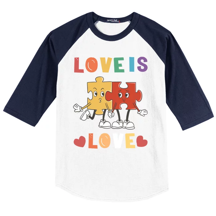 Love Is Love Puzzle Partner Look Design Meaningful Gift Baseball Sleeve Shirt