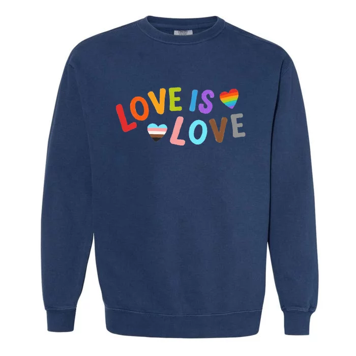 Love Is Love Pride Month LGBTQ Peace No Hate Classic Garment-Dyed Sweatshirt