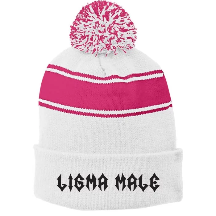 Lucca International Ligma Male Stripe Pom Pom Beanie