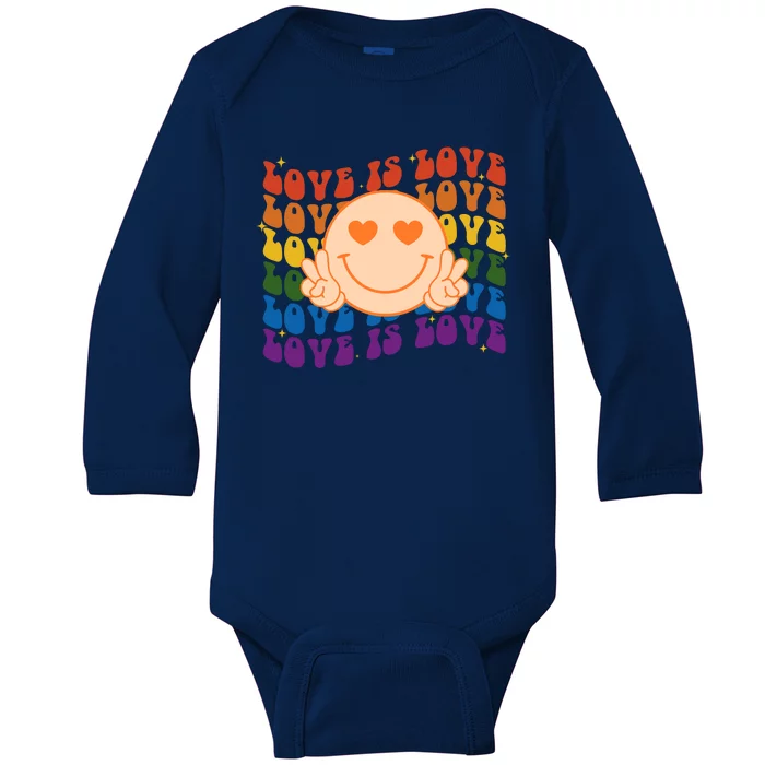 Love Is Love Colorful Hippie Smile Peace Baby Long Sleeve Bodysuit