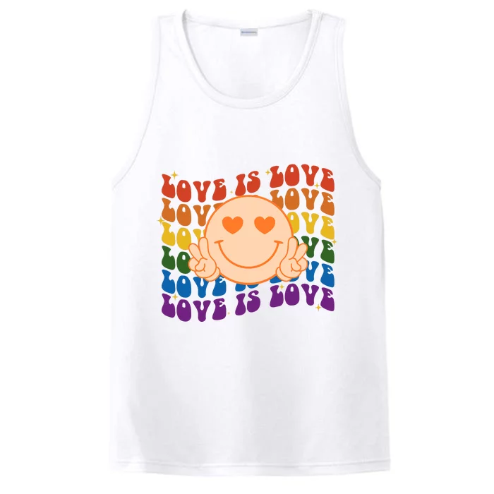 Love Is Love Colorful Hippie Smile Peace Performance Tank