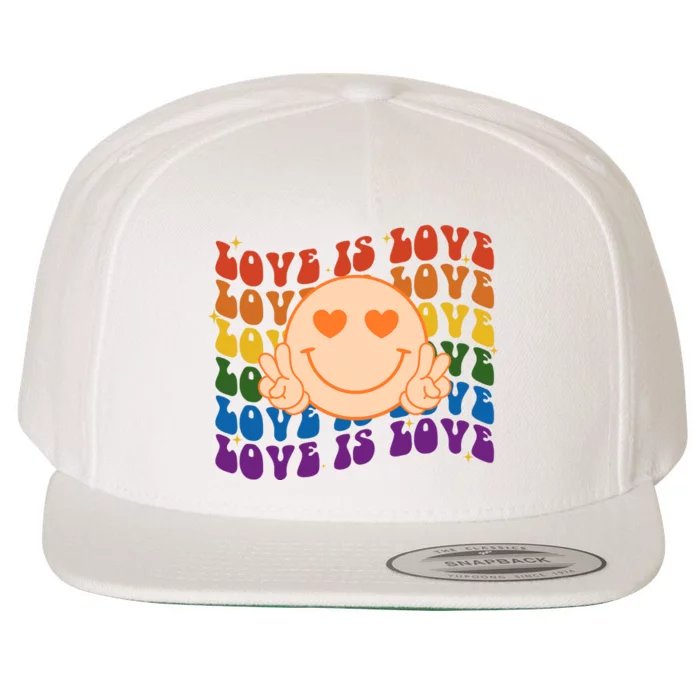 Love Is Love Colorful Hippie Smile Peace Wool Snapback Cap