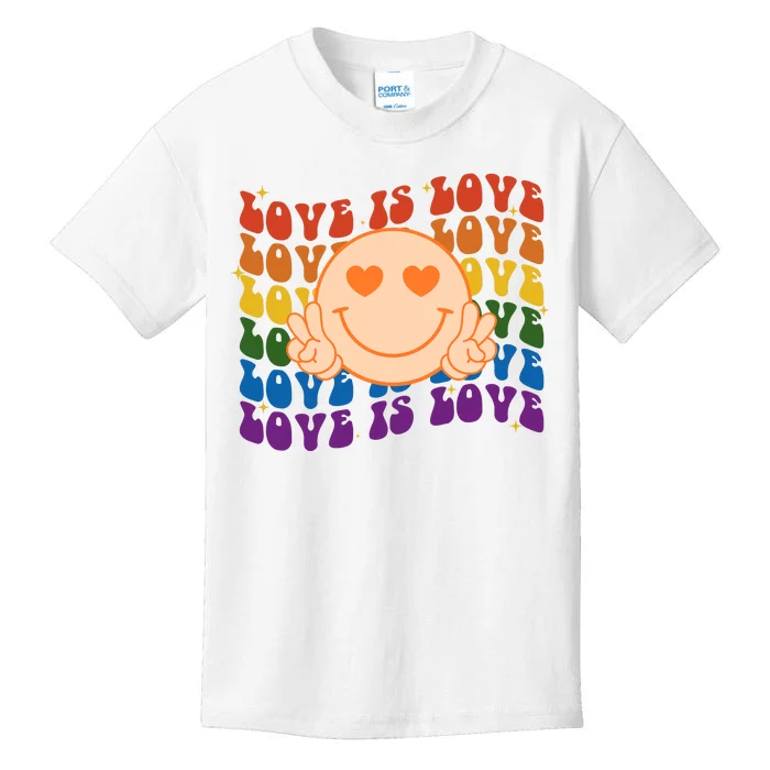 Love Is Love Colorful Hippie Smile Peace Kids T-Shirt