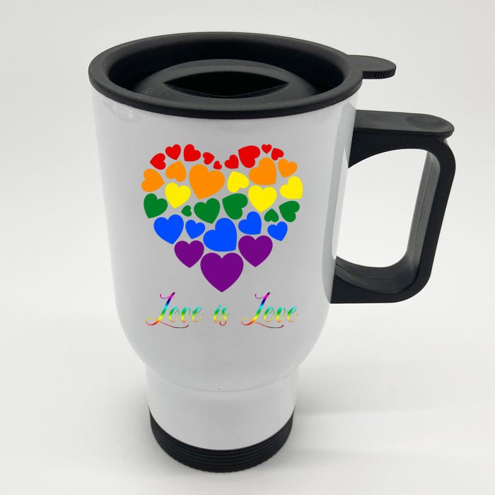 Love Is Love Pride Heart Front & Back Stainless Steel Travel Mug