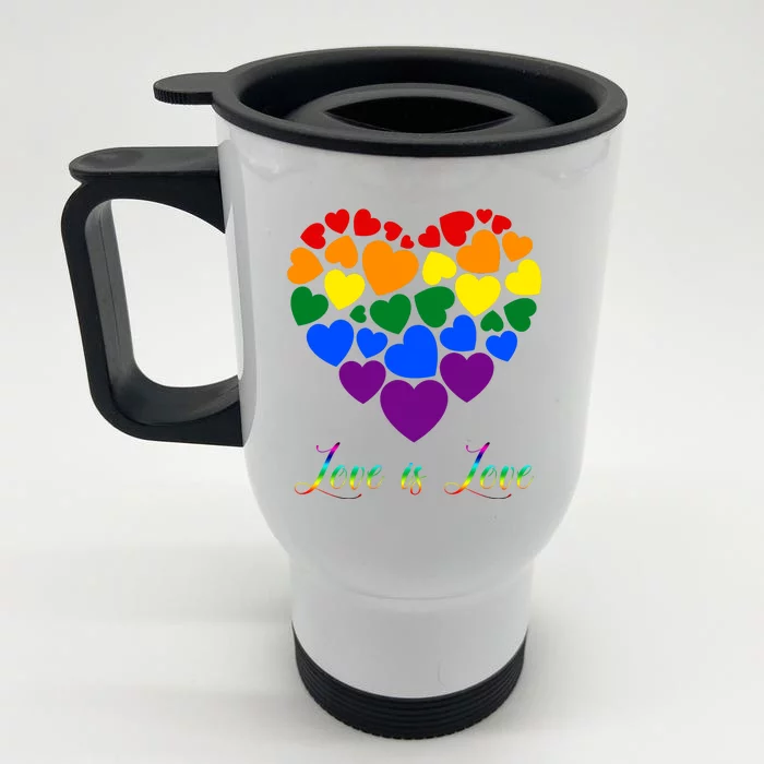 Love Is Love Pride Heart Front & Back Stainless Steel Travel Mug