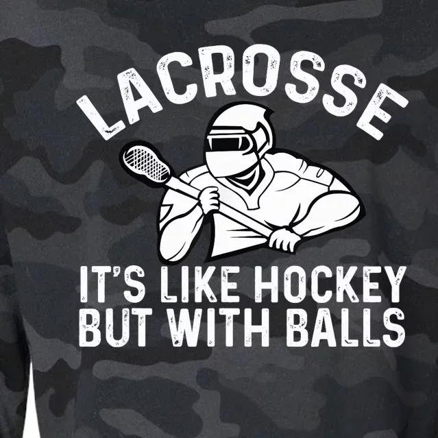 Lacrosse is like hockey but with balls Cropped Pullover Crew