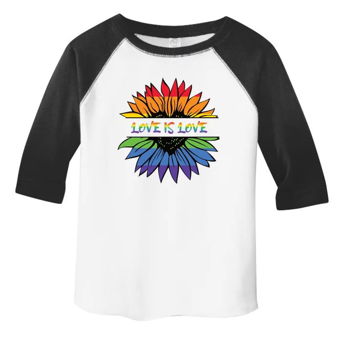 Love Is Love Rainbow Pride Graphic Toddler Fine Jersey T-Shirt