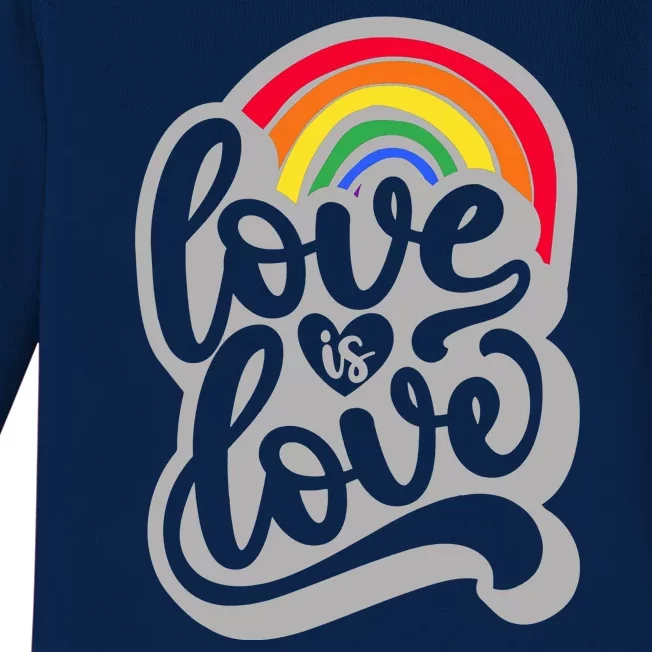 Love Is Love Pride Rainbow Retro Baby Long Sleeve Bodysuit