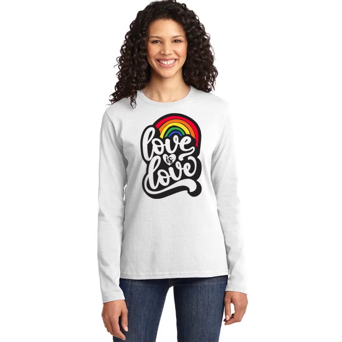 Love Is Love Pride Rainbow Retro Ladies Long Sleeve Shirt