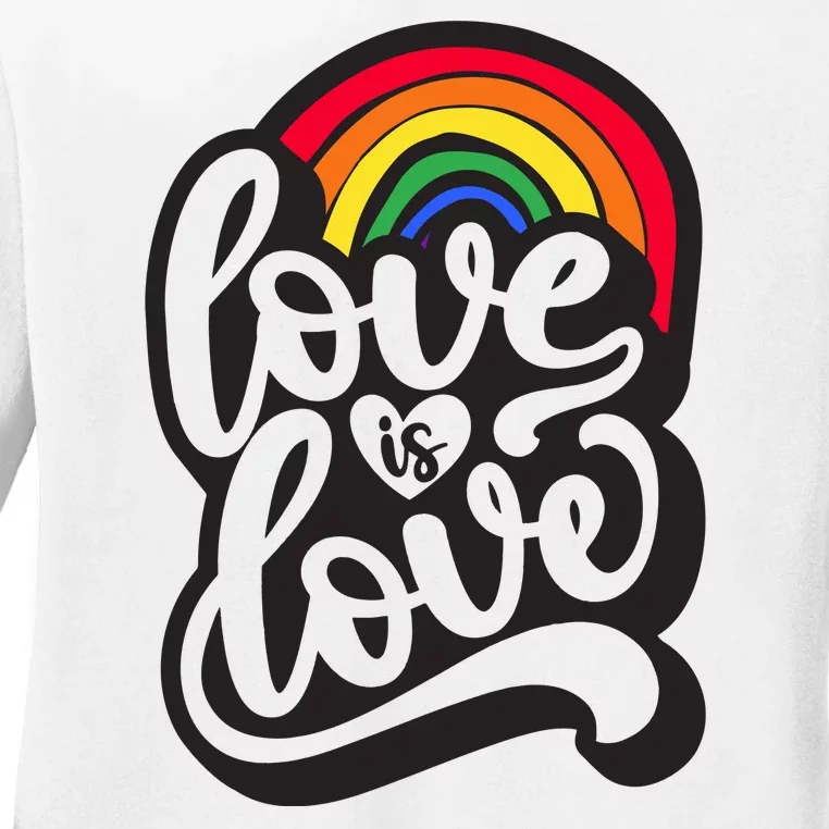 Love Is Love Pride Rainbow Retro Ladies Long Sleeve Shirt