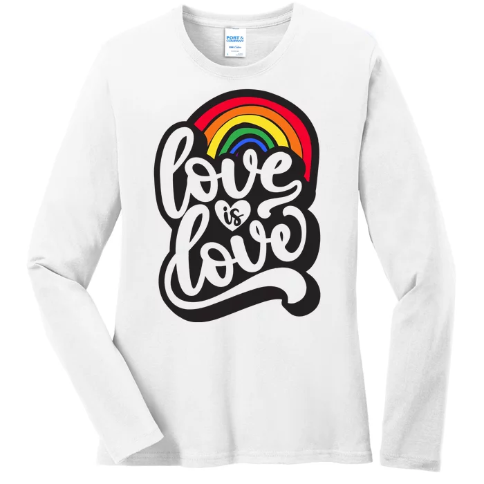 Love Is Love Pride Rainbow Retro Ladies Long Sleeve Shirt