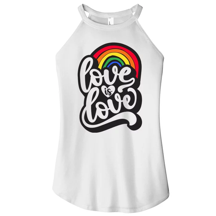 Love Is Love Pride Rainbow Retro Women’s Perfect Tri Rocker Tank