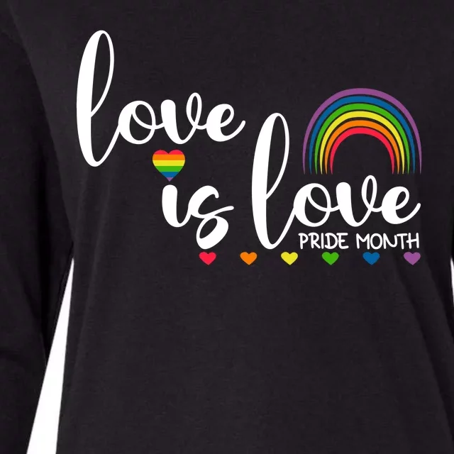 Love Is Love Pride Month Rainbow Heart Womens Cotton Relaxed Long Sleeve T-Shirt