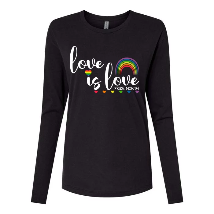 Love Is Love Pride Month Rainbow Heart Womens Cotton Relaxed Long Sleeve T-Shirt