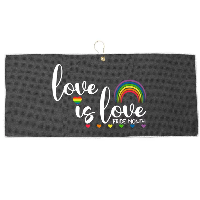 Love Is Love Pride Month Rainbow Heart Large Microfiber Waffle Golf Towel