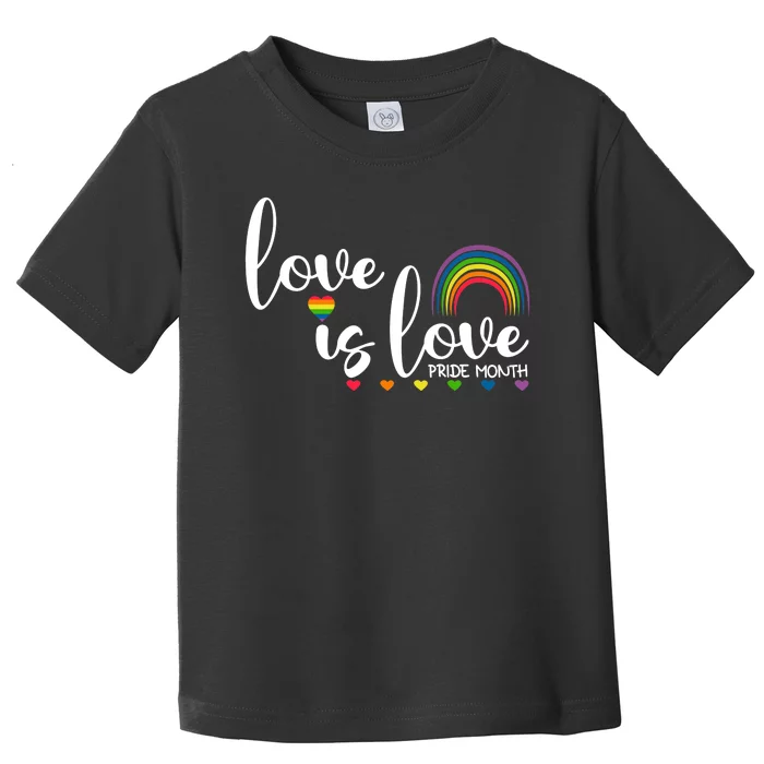 Love Is Love Pride Month Rainbow Heart Toddler T-Shirt