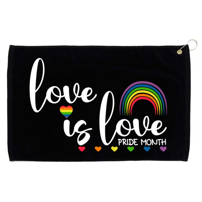 Love Is Love Pride Month Rainbow Heart Grommeted Golf Towel