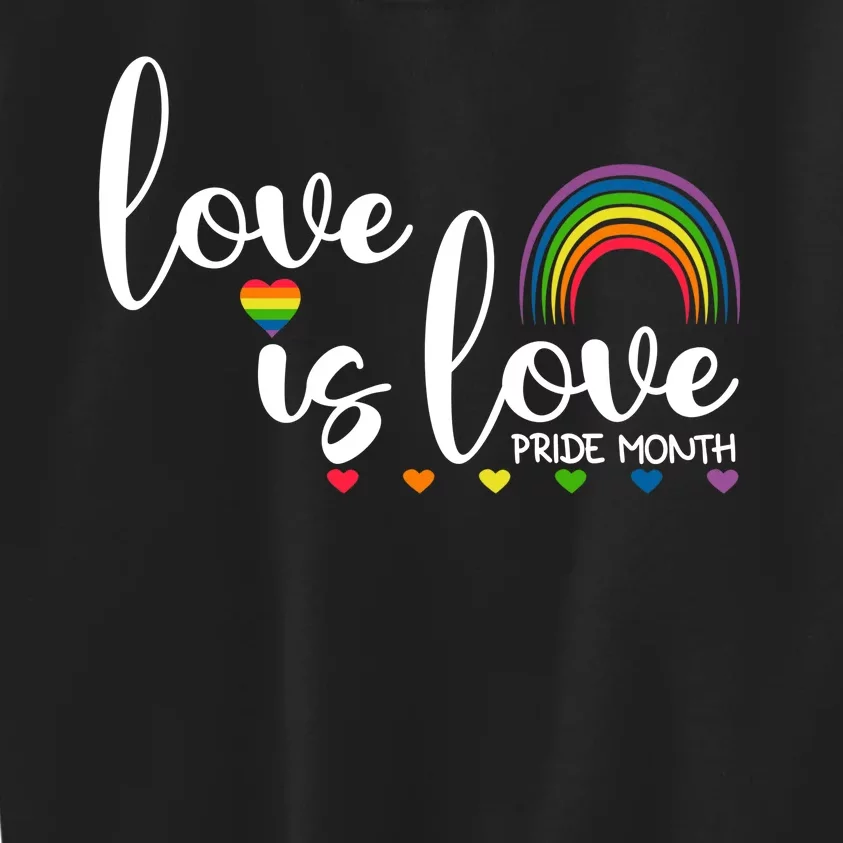 Love Is Love Pride Month Rainbow Heart Kids Sweatshirt