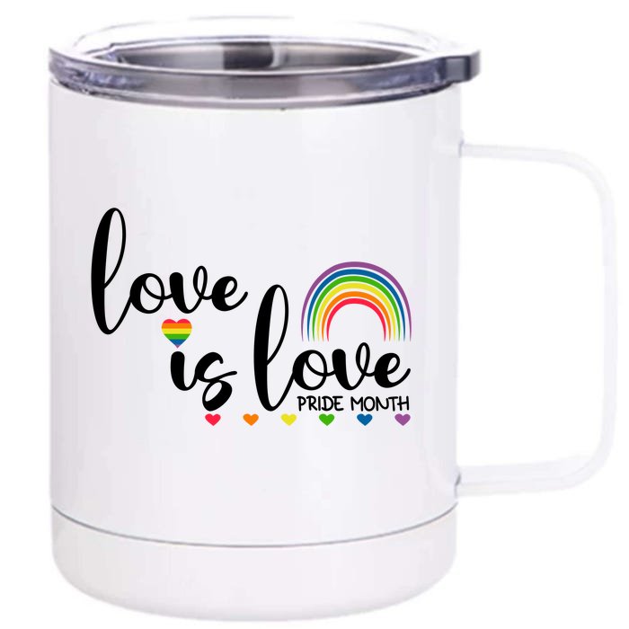 Love Is Love Pride Month Rainbow Heart Front & Back 12oz Stainless Steel Tumbler Cup