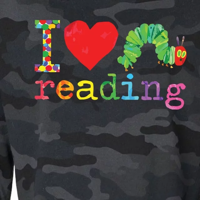 Librarian I Love Reading Hungry Caterpillar Teacher Cropped Pullover Crew