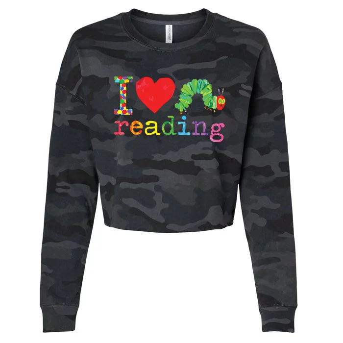 Librarian I Love Reading Hungry Caterpillar Teacher Cropped Pullover Crew