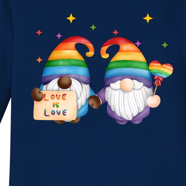 Love Is Love Rainbow Gnome Baby Long Sleeve Bodysuit