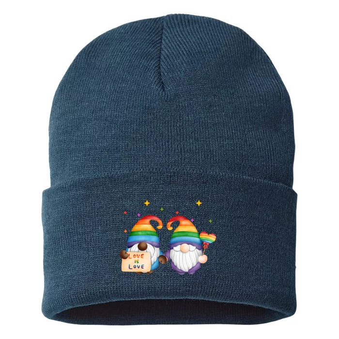 Love Is Love Rainbow Gnome Sustainable Knit Beanie