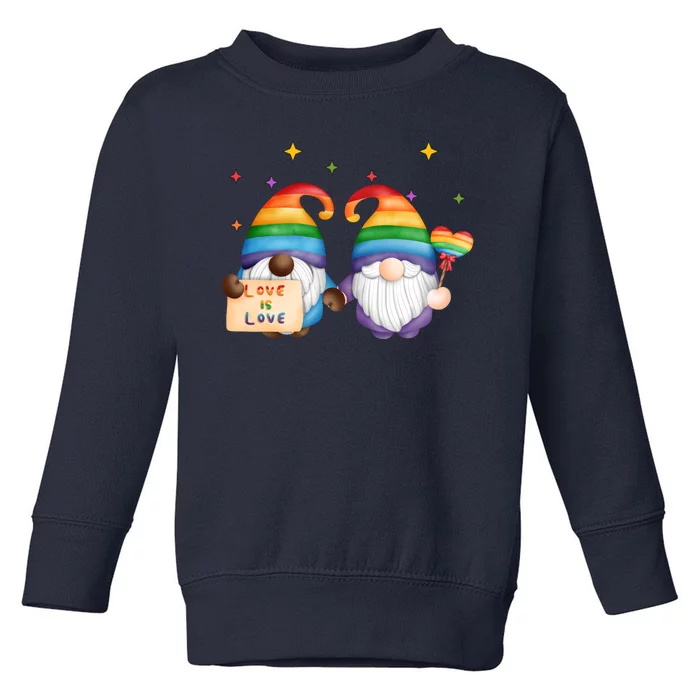 Love Is Love Rainbow Gnome Toddler Sweatshirt