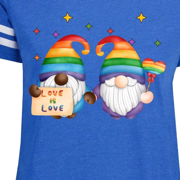 Love Is Love Rainbow Gnome Enza Ladies Jersey Football T-Shirt