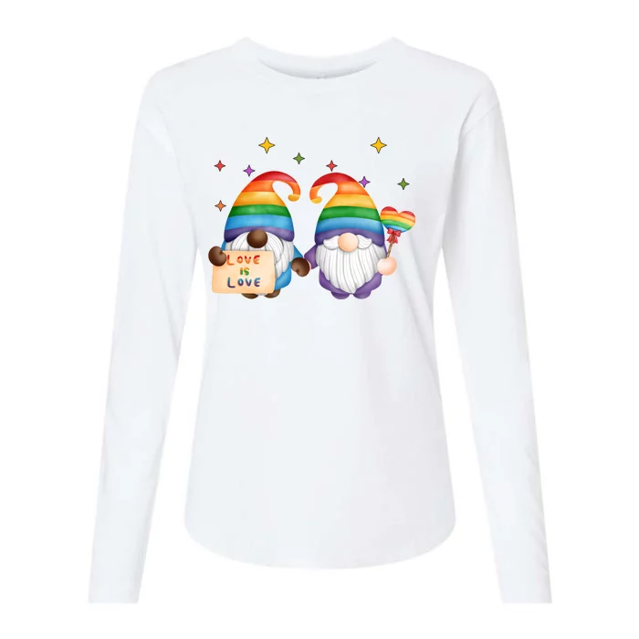 Love Is Love Rainbow Gnome Womens Cotton Relaxed Long Sleeve T-Shirt