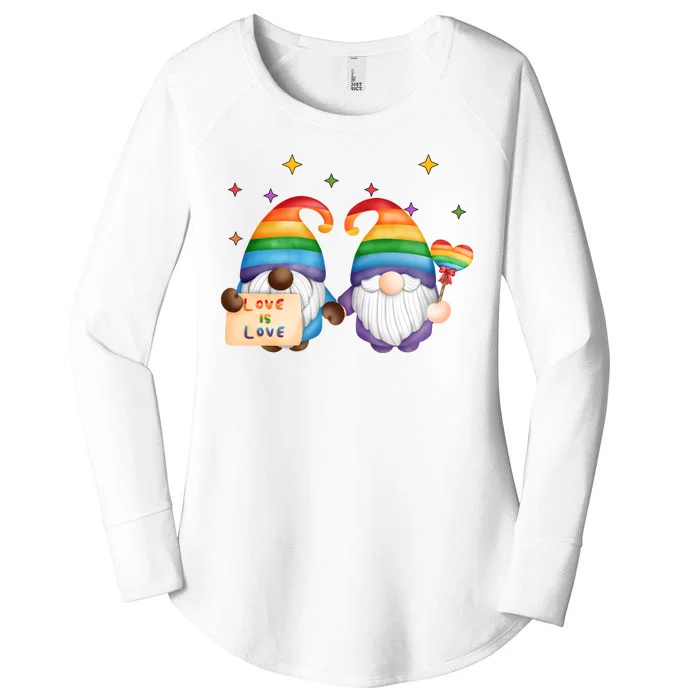 Love Is Love Rainbow Gnome Women's Perfect Tri Tunic Long Sleeve Shirt