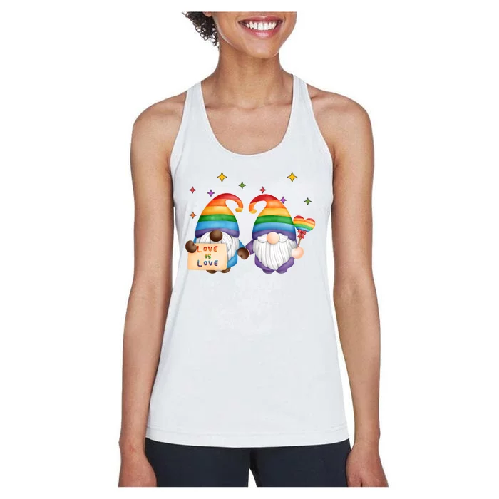 Love Is Love Rainbow Gnome Women's Racerback Tank