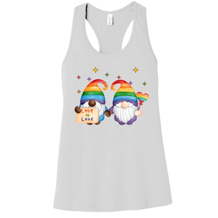 Love Is Love Rainbow Gnome Women's Racerback Tank