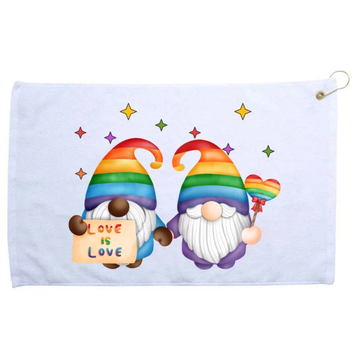 Love Is Love Rainbow Gnome Grommeted Golf Towel