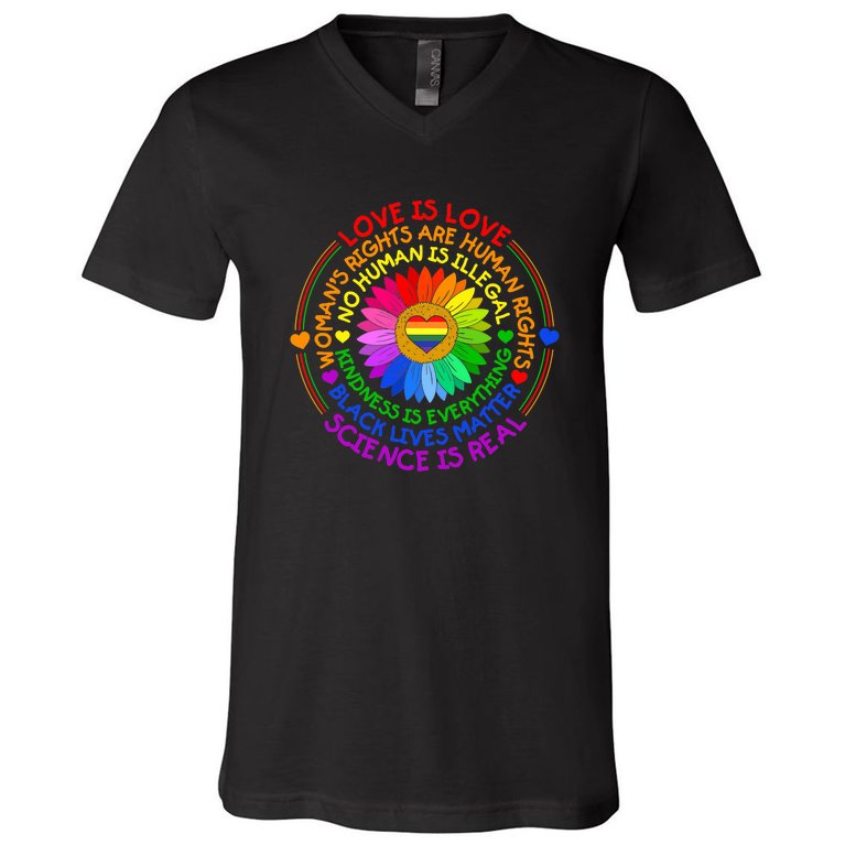 Love Is Love Science Is Real Kindness Is Everything LGBT V-Neck T-Shirt